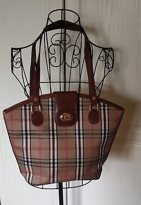 Italian Designer Bag By Luigi. Plaid & Leather Trim. • £5