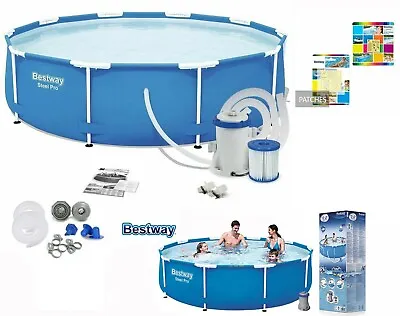 GARDEN POOL Bestway 10FT 305x76cm Steel Pro-Round Swimming + PUMP • £129.99