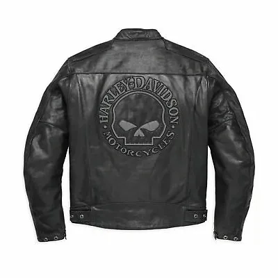 Harley Davidson Men's Blouson CUIR Skull Reflective Jacket Biker Leather Jacket • $120