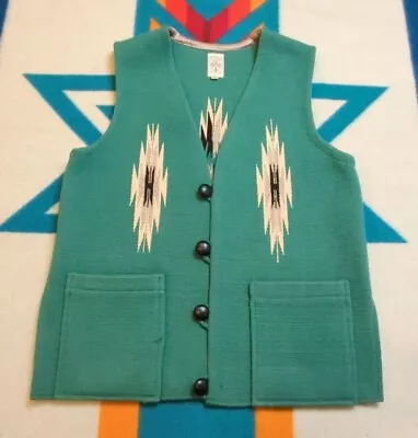 Vintage Ortega's Chimayo Vest Hand Woven Wool New Mexic Southwestern Aztec Sz 42 • $249.91