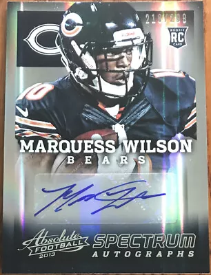 2013 Absolute Spectrum Silver Autographs Marquess Wilson #164 #’d 216/299 • $4.42