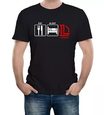 Eat Sleep League  Mens T-Shirt Inspired Gaming Computer Strategy • £12.99