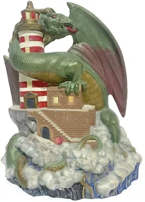 Ceramic Bisque Dragon On Lighthouse Hand Painted Fantasy Mystical Figure 11.5  • $27.20
