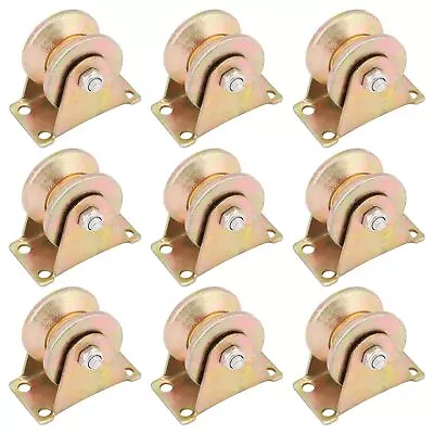 9 Pack 2 Inch V Groove Wheel Rigid Caster Sliding Gate Roller With Bracket • $41.64