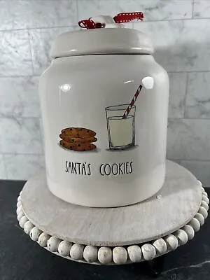 Rae Dunn Santas Cookies Canister With Cookies & Milk Large Ceramic New • £22.68