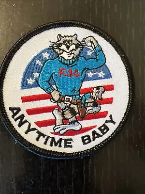 F-14 ANYTIME BABY Emblem Round Patch 3  Embroidered Vet U.S. Navy TOMCAT • $3