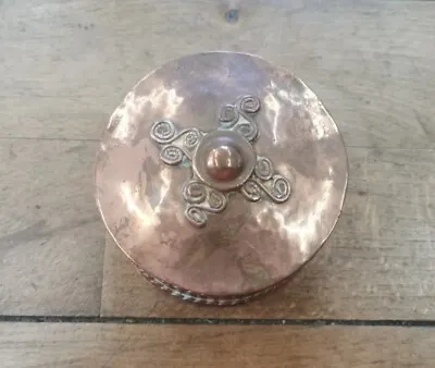 £47.99 • Buy Arts And Crafts Round Copper Art Nouveau Box With Decorated Lid 8 X 4cms
