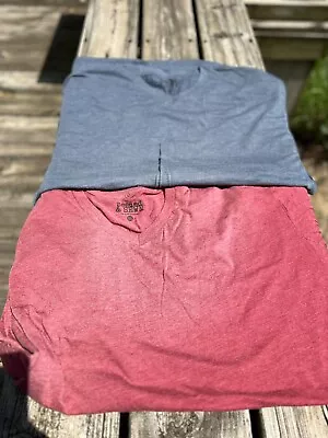 Mens V Neck Shirts Bundle Of 2 Size XXL  Red And Blue  • $8