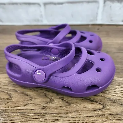 $11.99 • Buy Crocs Shayna Baby Girl Toddler Purple Mary Jane Strap Slip On Sandals Size US 5