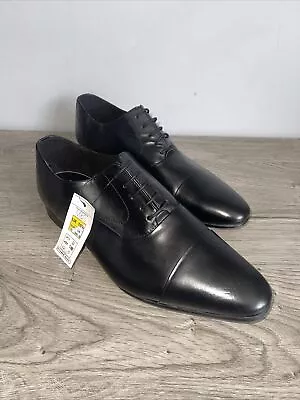 Genuine Leather Oxford Uk10.5  Black Mens Gents Black Formal Shoes M&s Brand New • £30