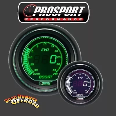 Prosport EVO Digital Boost Gauge White Green 52mm Waterproof Sensor • $119