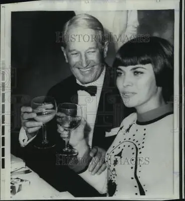 1968 Press Photo Mireille Mathieu And Maurice Chevalier At His 80th Birthday • $19.99