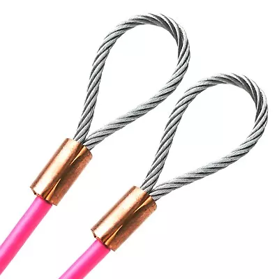 1/4  Metal Wire Rope Cable Copper Sleeves Loop Ends PVC Gray Pink Blue 1ft-75ft • $18.50