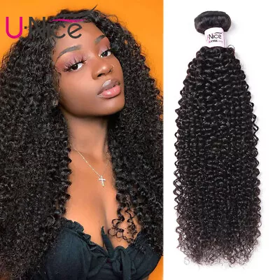 UNice Mongolian Afro Kinky Curly Bundles Virgin Human Hair Extensions Weaves US • $53.46