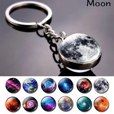 Double Glass Ball Glow In The Dark Galaxy Solar Planet Keychain Ring Jewelry Hot • $2.10