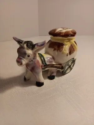 Vintage Hand-painted Donkey And Cart Small Bank- No Stopper • $18