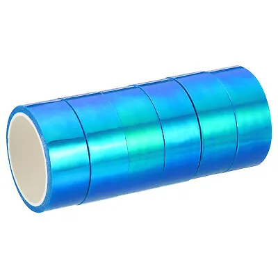 6pcs 15mmx5m Holographic Tape Adhesive Metallic Foil Masking Sticker Blue • £6.95