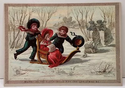 Merry As The Sleighbells May Thy Christmas Be Repro Of 1874-1895 Postcard E10 • $8.95