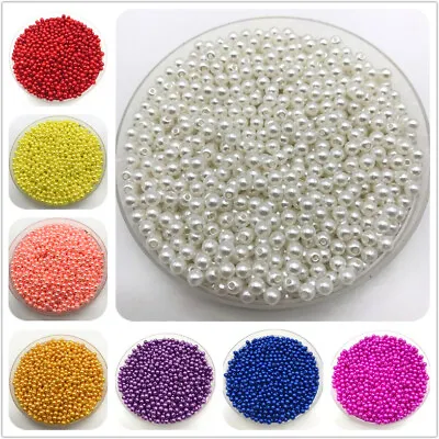 £1.65 • Buy 100x Faux Pearl 4mm Beads Wedding Crafts Necklace Spacer Jewellery Making- HD175