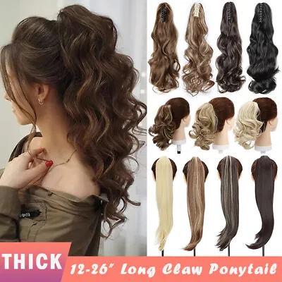 £14.70 • Buy Thick Hair Ponytail Clip In Real As Human Claw On Pony Tail LONG Hair Extensions