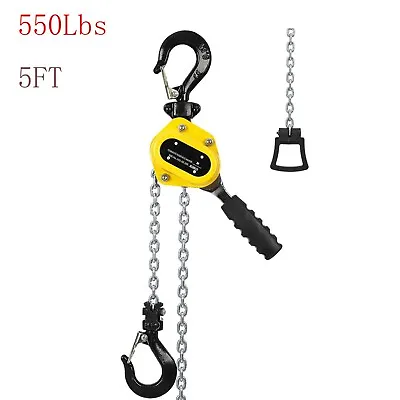 1/4 Ton Lever Block Steel Chain Hoist Manual Ratchet 550lb 5FT G80 Chain Lifter • $68.99