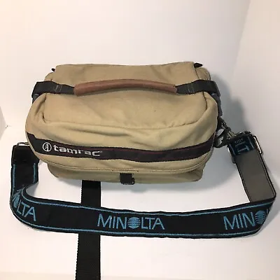 VINTAGE TAMRAC 601 PADDED CAMERA CASE BAG TAN Minolta SHOULDER STRAP USA (USED) • $28