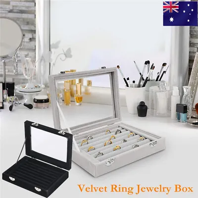 Velvet Ring Earring Jewelry Display Organizer Box Tray Holder Storage Show Case • $12.99
