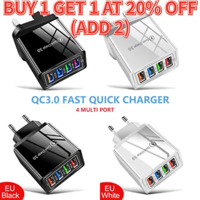 Fast Quick Charge USB Hub Mains Wall Charger UK Plug Adapter Phones 4 Multi-Port • £3.79
