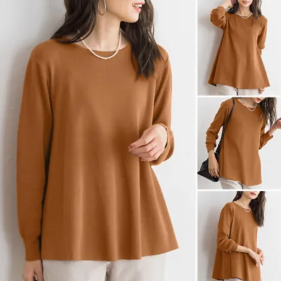 UK Womens Long Sleeve O Neck Shirt Casual Loose Tops Pullover Blouse Sweatshirt • $26.28