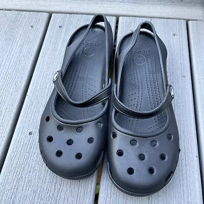 £17.48 • Buy Crocs 2 Strap Shayna Black Women Size 8 Slip On Sling Back Clog Flats