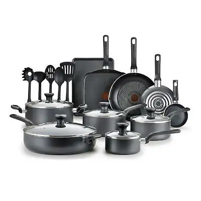 T-fal Easy Care Nonstick Cookware 20 Piece Set Grey Dishwasher Safe • $71.10