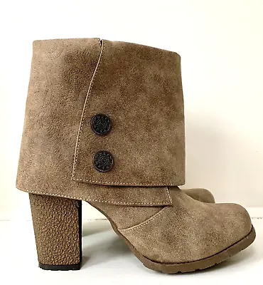 NEW! Muk Luks Women’s Tan Brown Suede Leather Boots Heels Buttons Size 8 • $19.97