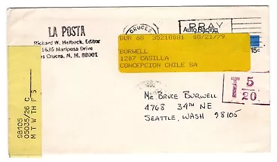 $9.50 • Buy U587 Entire Las Cruces NM To Seattle WA Forwarded To Chile Postage Due