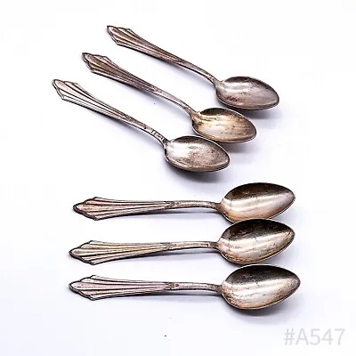 6x Art Nouveau WMF Coffee Spoon With Fan Pattern Silver Plated WMF Patent 90 • $88.09