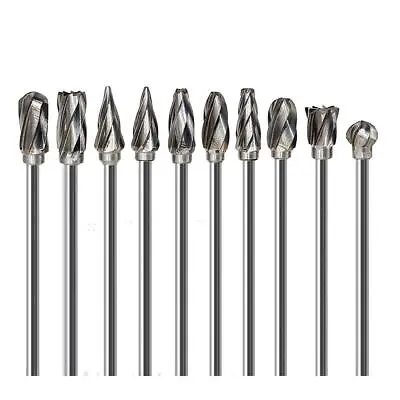 Aluminum Cutting Bits Carbide Burr Set-10 Pieces With 3mm1/8 Inch Shank • $25.99