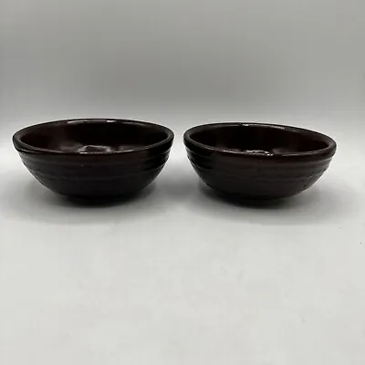 2 Vintage Marcrest Daisy Dot Bowls 5 1/2  Stoneware Brown Soup/Cereal • $20.99