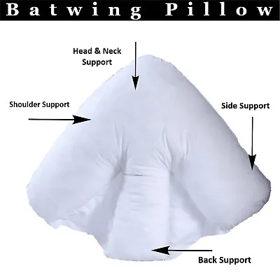 Batwing Pillow Support For Neck&Back Pain Hollowfibre Filled Orthopaedic Pillow • £10.97