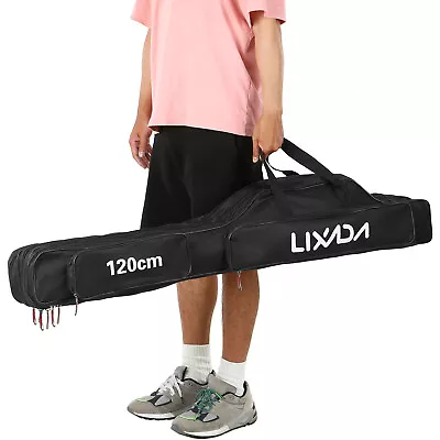 Lixada 3 Layers Fishing Pole Bag Portable Folding Rod Carry Case Reel New L0N3 • $31.13