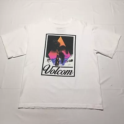 Volcom T-Shirt Women’s Large Beach Sunset Skate Surf Hipster Hip Hop White Logo • $12.99