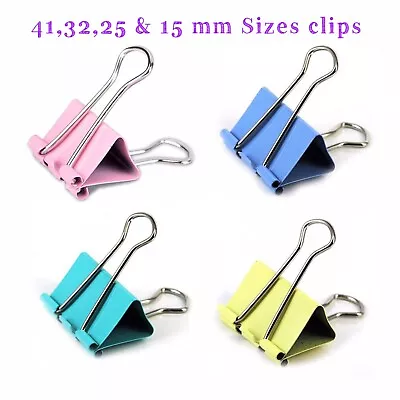 Bulldog Foldback 5141 3225. 15mm Size Metal Binder Grip Clips Assorted Colour  • £3.20