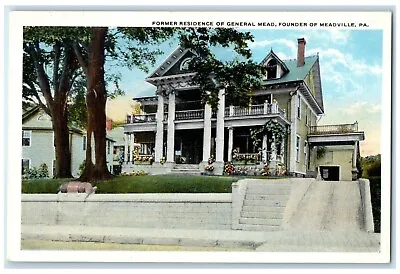 C1920 Former Residence General Mead Founder Meadville Pennsylvania PA Postcard • $9.98