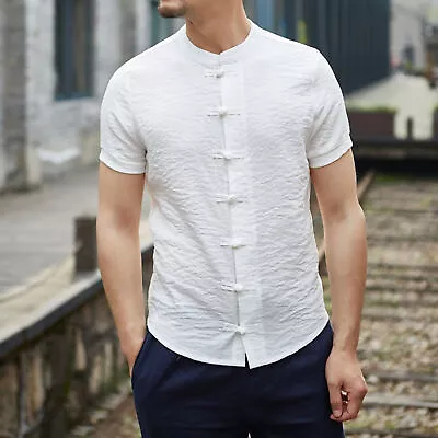 Men Top Slim Fit Match Pants Cardigan Men Summer Top Chinese Traditional Clothes • $15.74