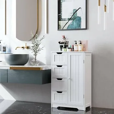 $59.99 • Buy Bathroom Floor Cabinet Storage Organizer 4 Drawers Free Standing Cabinet Used