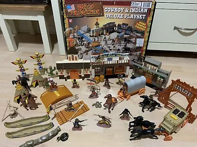 Wild Frontier Cowboy & Indian Deluxe Playset - S.p. Toys .good Condition • £49.99