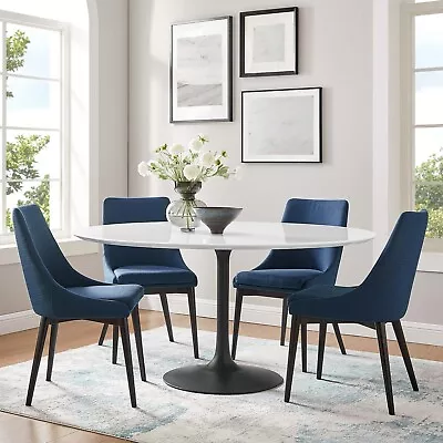 Modway Lippa Mid-Century Modern 60  Round Dining Table In Black White • $954.48