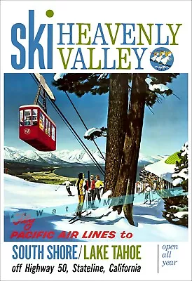 $21.58 • Buy Lake Tahoe California 1962 Air Pacific Vintage Poster Print Retro Travel Art