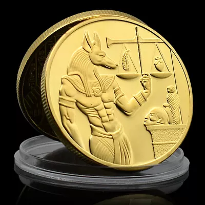 Ancient Egyptian God Gold Plated Commemorative Coin Libra Locket Gift Collecting • $4.58