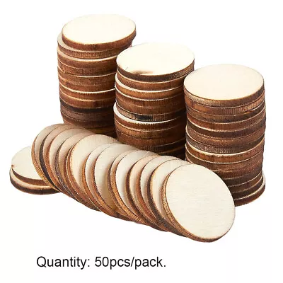 Unpainted Scrapbook Circle Wood Ornament Blank Plaque Wooden Tag Decor • $17.09