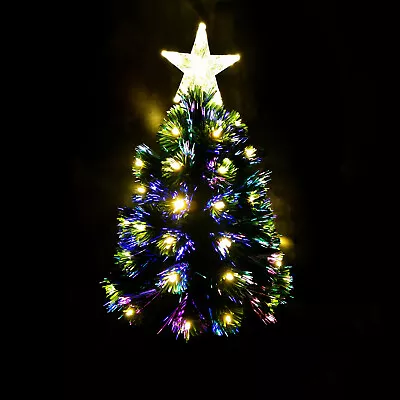 60cm Table Top Fibre Optic Tree Warm White Twinkle LED Light Christmas Tree Deco • $45