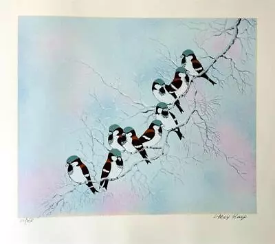 Max Karp Birds In The Winter H/S Limited Lithograph On Paper Nature Wildlife Art • $299